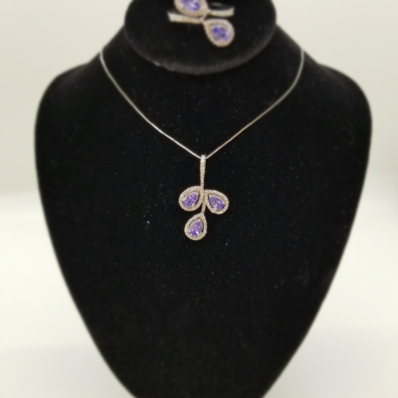 Tanzanite and Diamond Set in 14k White Gold - Picture 2 of 6